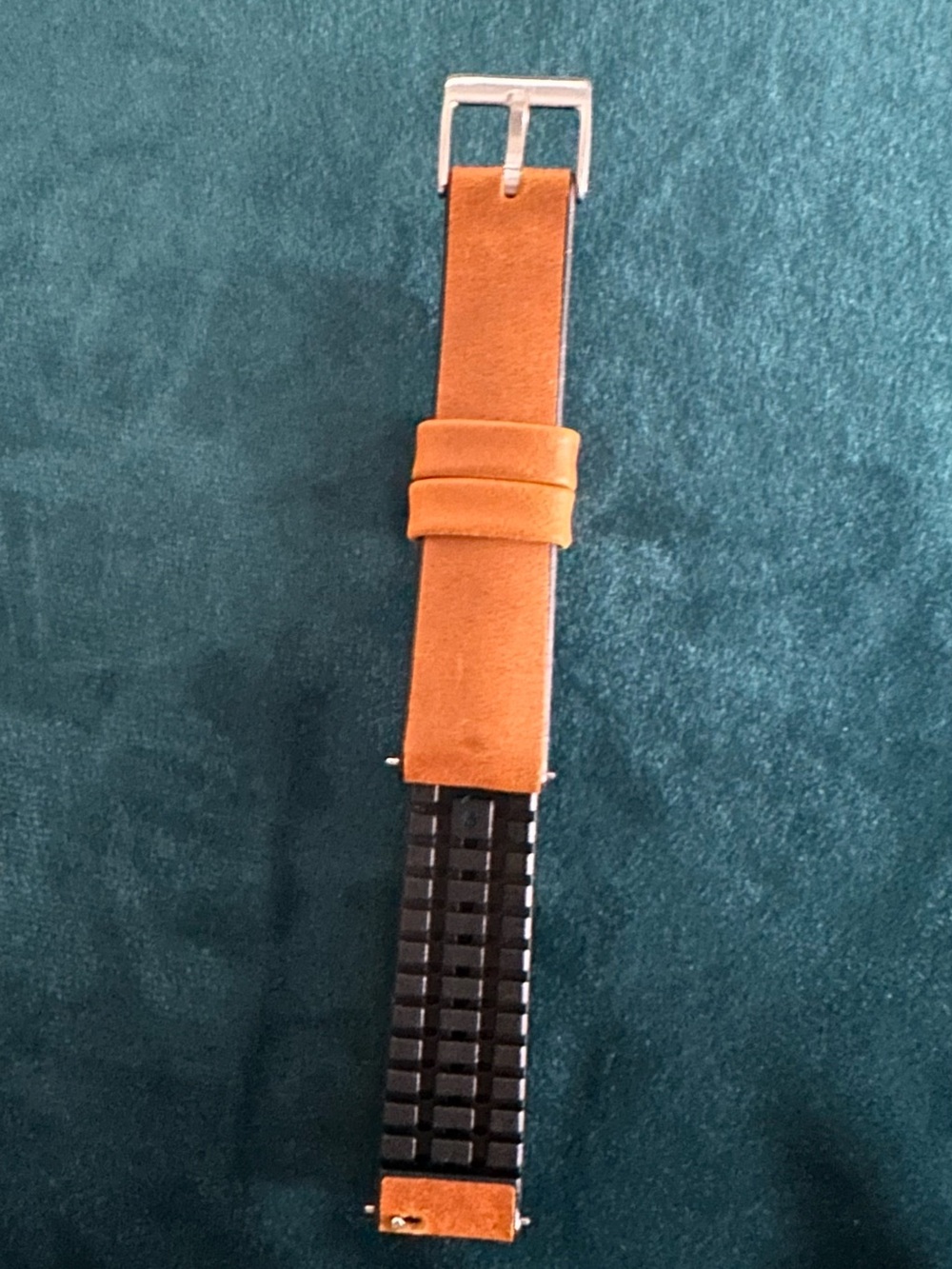 Brown Leather & Black Rubber Hybrid Watch Strap for Men